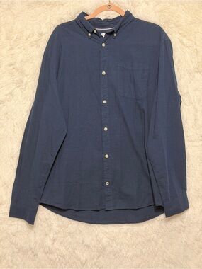 Jack & Jones Mens Long Sleeve Slim Fit Oxford Shirt Size XXL Navy Cotton Preppy